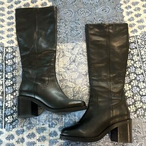 Free People black knee high heeled boots